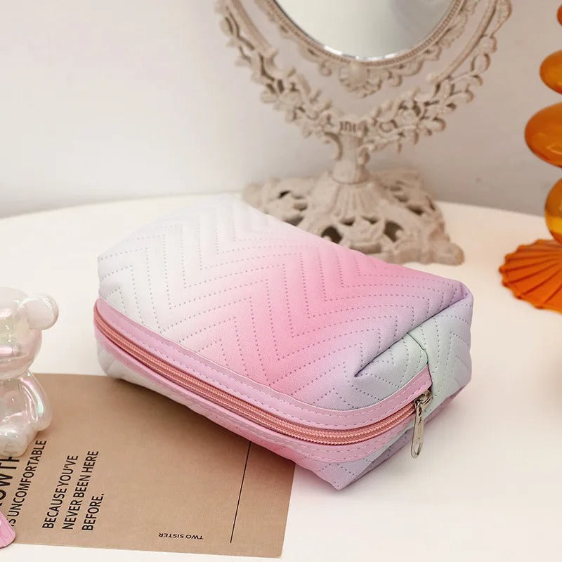 Women Waterproof PU Leather Gradient Cosmetic Storage Bags-(SA2405-111) Cosmetic Pouches Apricot