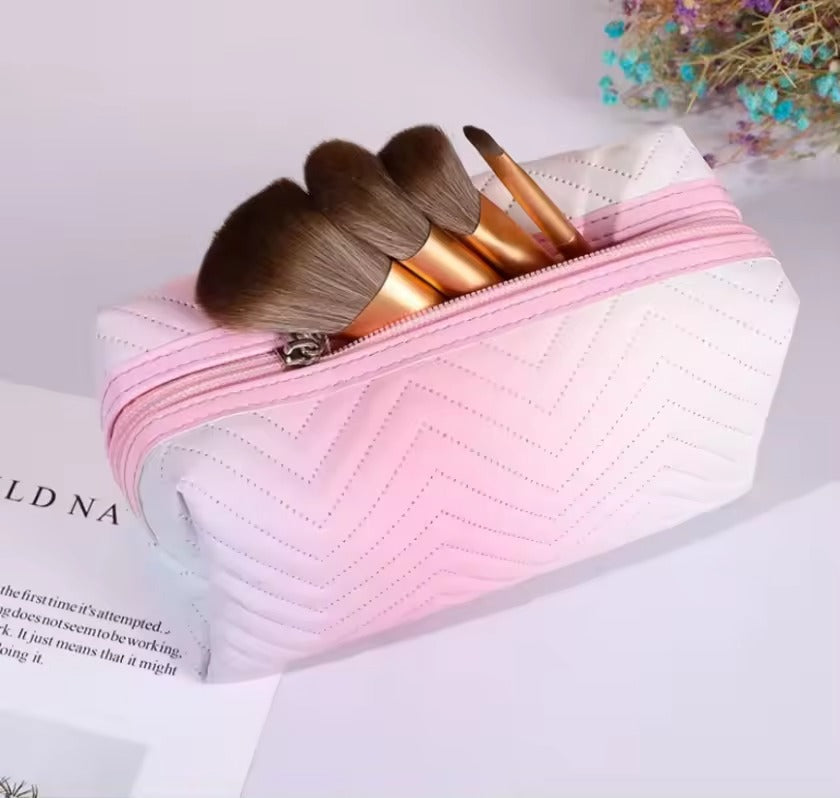 Women Waterproof PU Leather Gradient Cosmetic Storage Bags-(SA2405-111) Cosmetic Pouches Apricot