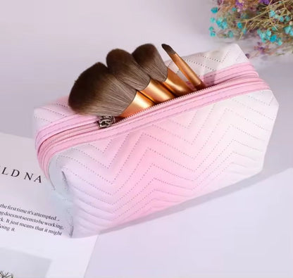 Women Waterproof PU Leather Gradient Cosmetic Storage Bags-(SA2405-111) Cosmetic Pouches Apricot