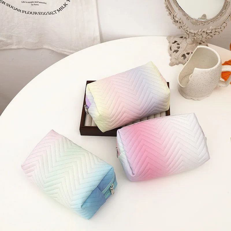 Women Waterproof PU Leather Gradient Cosmetic Storage Bags-(SA2405-111) Cosmetic Pouches Apricot