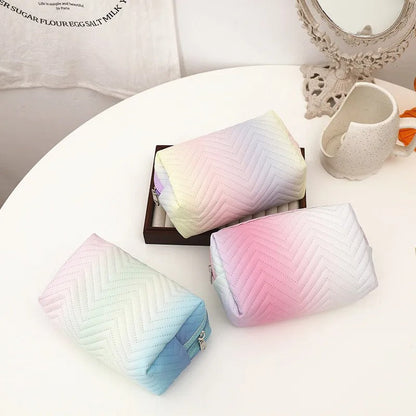 Women Waterproof PU Leather Gradient Cosmetic Storage Bags-(SA2405-111) Cosmetic Pouches Apricot