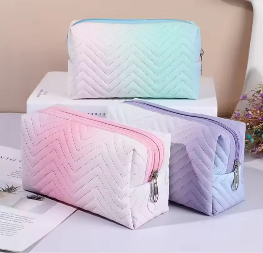 Women Waterproof PU Leather Gradient Cosmetic Storage Bags-(SA2405-111) Cosmetic Pouches Apricot