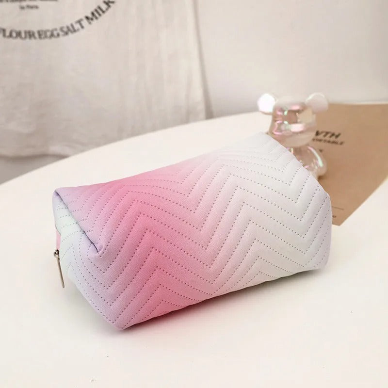 Women Waterproof PU Leather Gradient Cosmetic Storage Bags-(SA2405-111) Cosmetic Pouches Apricot