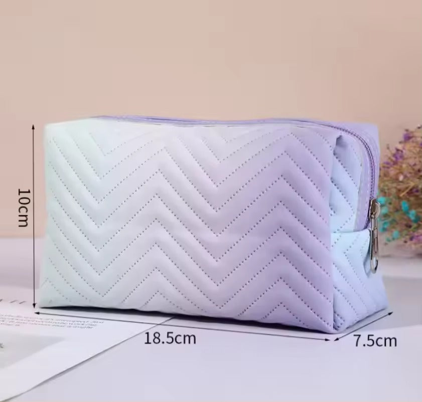 Women Waterproof PU Leather Gradient Cosmetic Storage Bags-(SA2405-111) Cosmetic Pouches Apricot