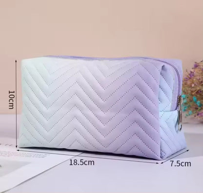 Women Waterproof PU Leather Gradient Cosmetic Storage Bags-(SA2405-111) Cosmetic Pouches Apricot