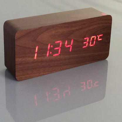 Wood Style Digital Clock(SA2405-228)-yellow(Red LED) Clock Apricot
