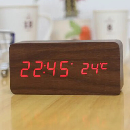 Wood Style Digital Clock(SA2405-228)-yellow(Red LED) Clock Apricot