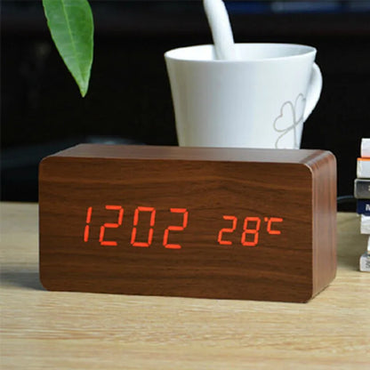 Wood Style Digital Clock(SA2405-228)-yellow(Red LED) Clock Apricot