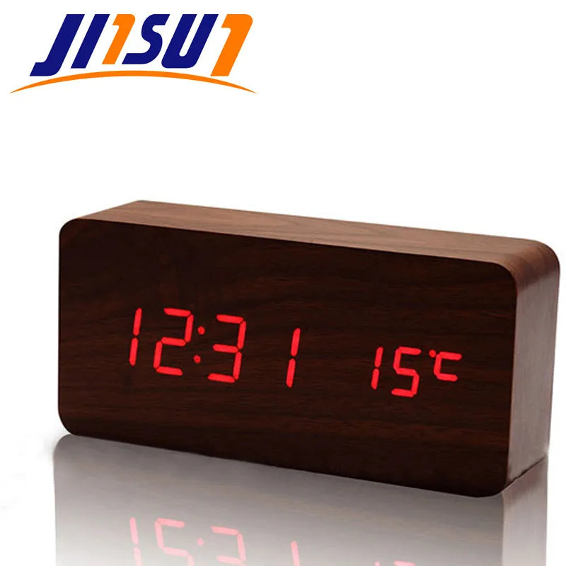 Wood Style Digital Clock(SA2405-228)-yellow(Red LED) Clock Apricot