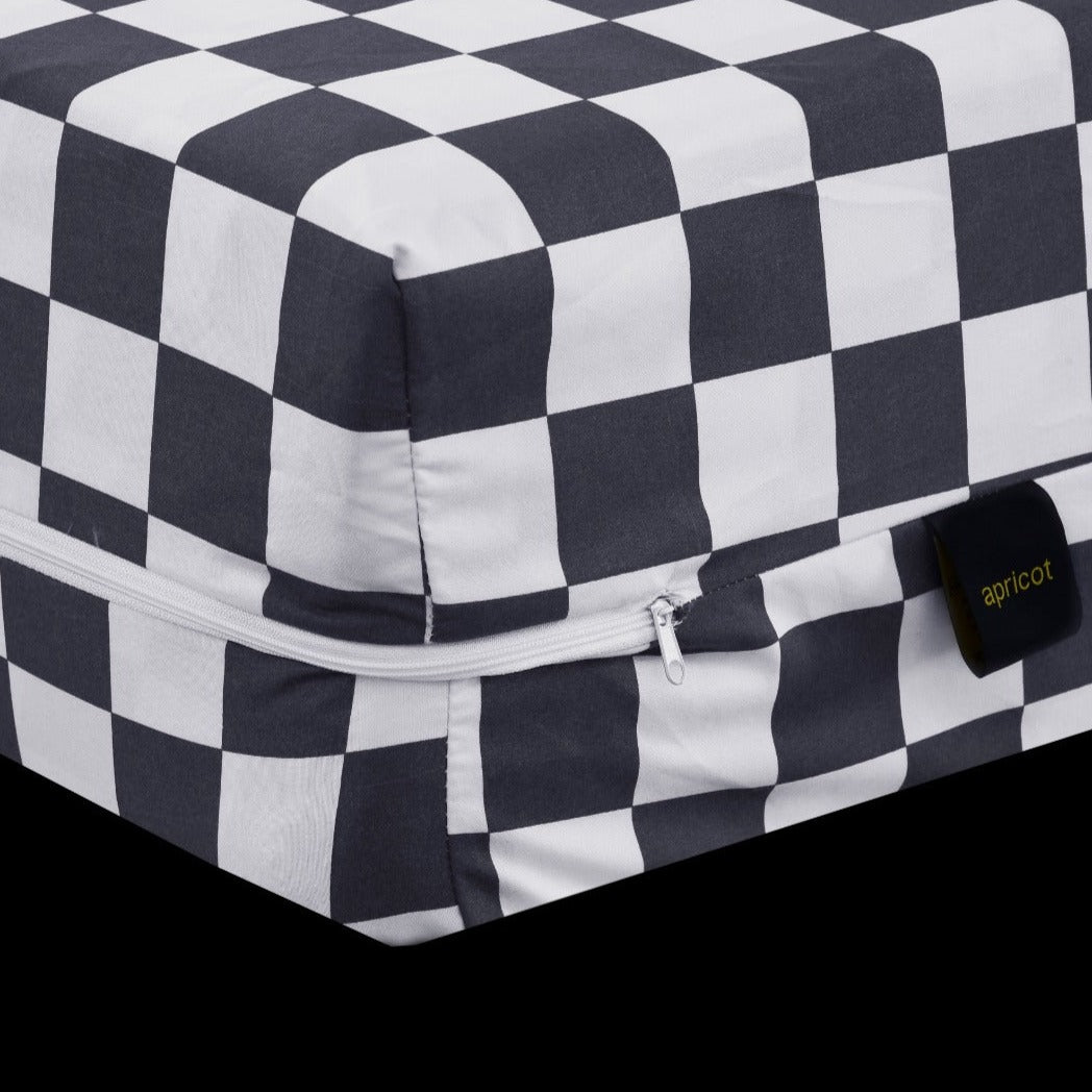 Zipper Mattress Cover Printed-Grey Chess Protectors Apricot   