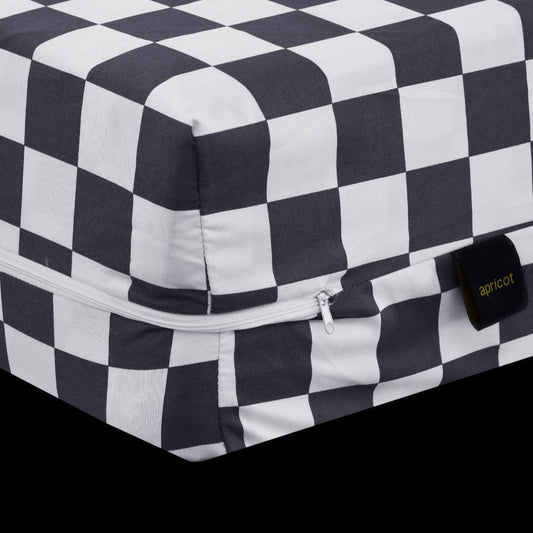 Zipper Mattress Cover Printed-Grey Chess Protectors Apricot   