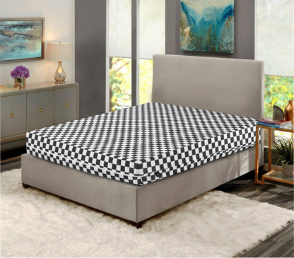 Zipper Mattress Cover Printed-Grey Chess Protectors Apricot   