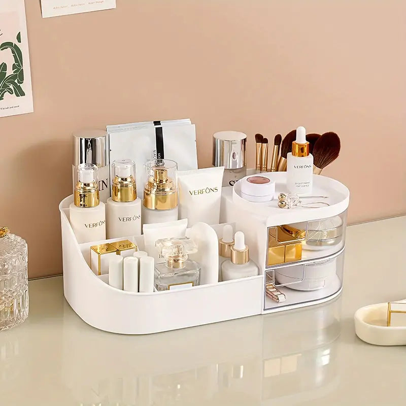 1pc Rotating Cosmetic Organizer-white Cosmetic Organizer Apricot