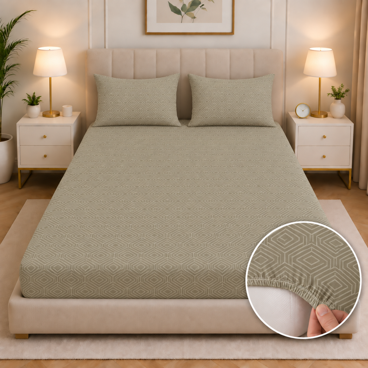Fitted Bed Sheet- PFT0285 Fitted Sheets Apricot