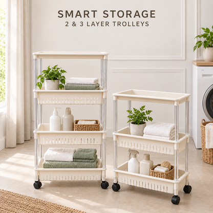 Multi-function Trolley Storage Organizer Storage Organizer Apricot