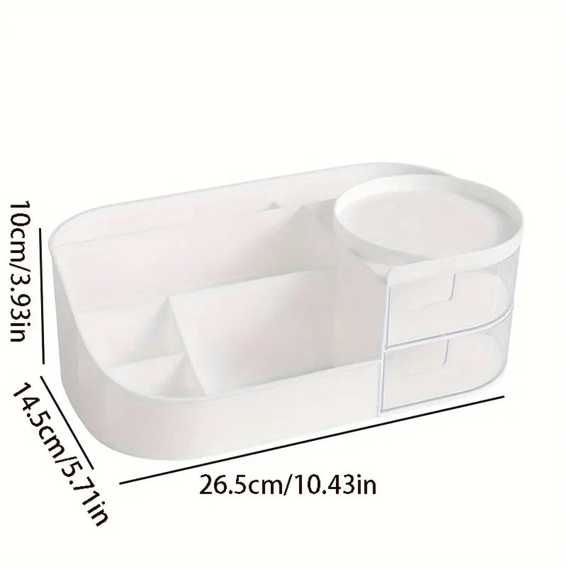 1pc Rotating Cosmetic Organizer-white Cosmetic Organizer Apricot