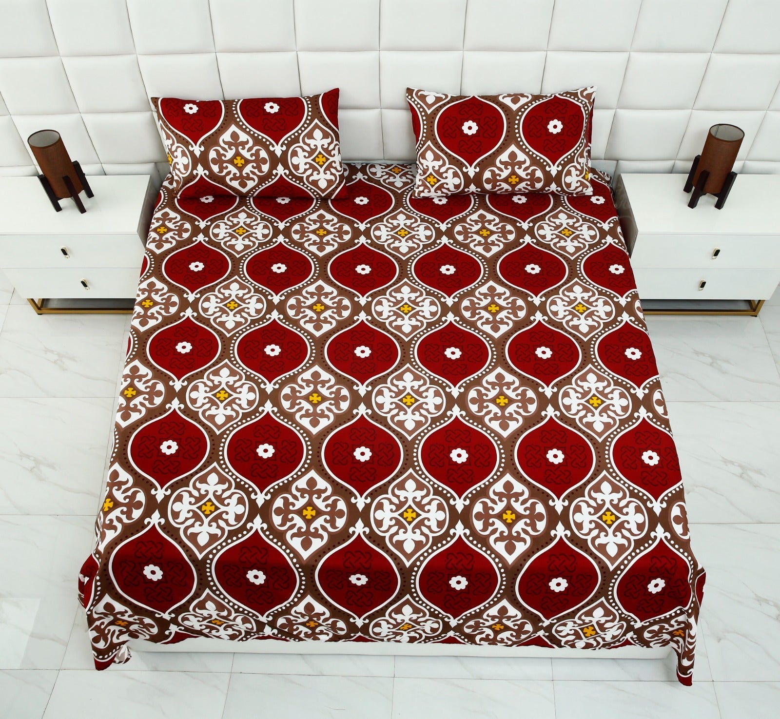 2Pcs Single Bed Sheet-Brown Crown single bed sheet Apricot   