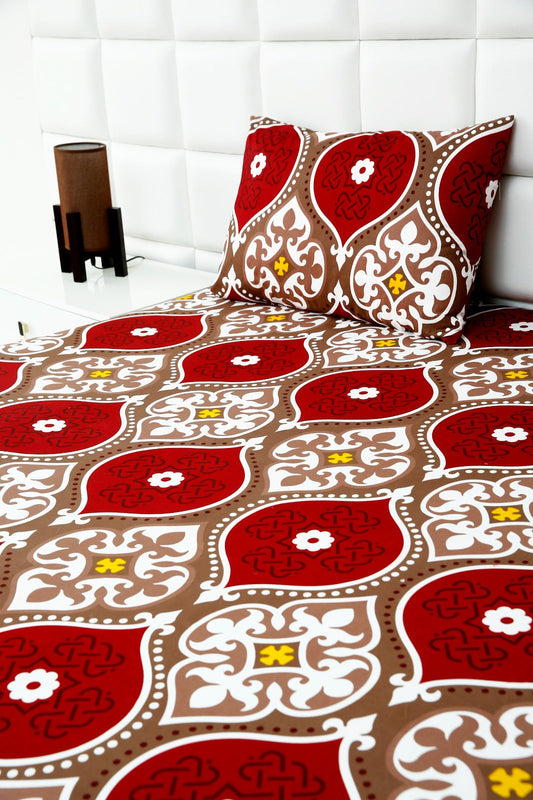 2Pcs Single Bed Sheet-Brown Crown