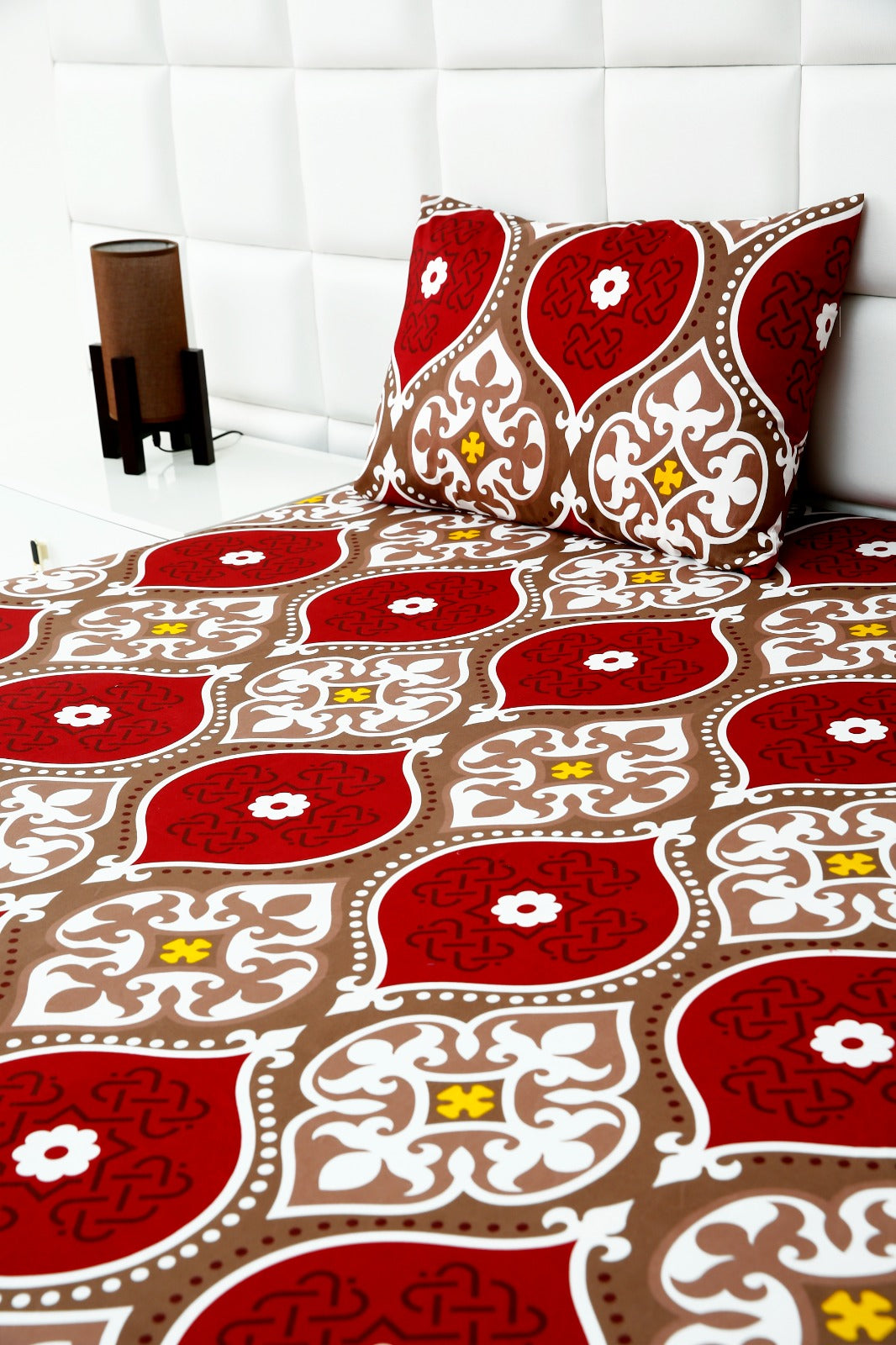 3 PCs Double Bed Sheet- Brown Crown BED SHEET Apricot