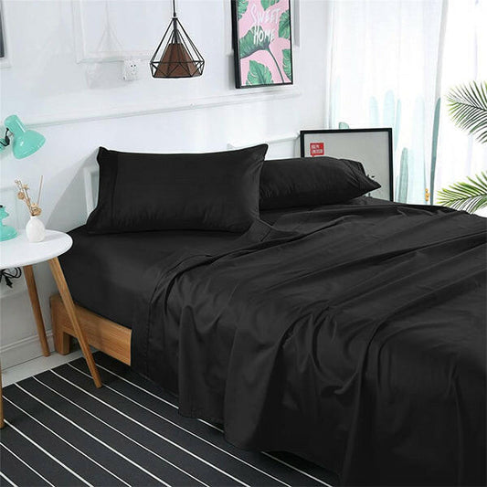 2Pcs Dyed Single Bed Sheet-Black single bed sheet Apricot