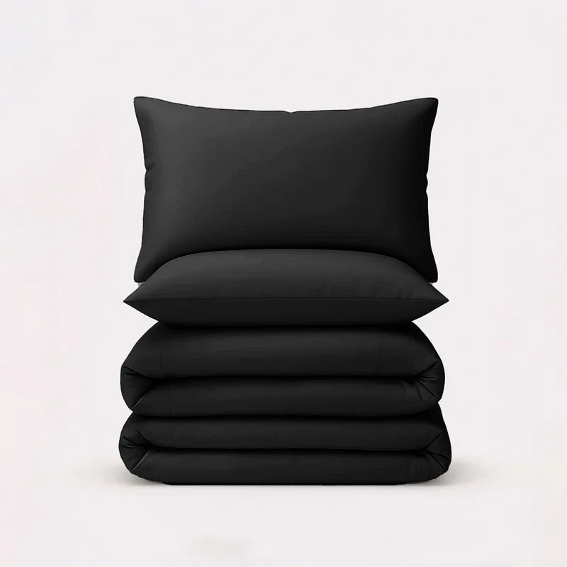 Solid Duvet Cover-Black Bed Sheets Apricot