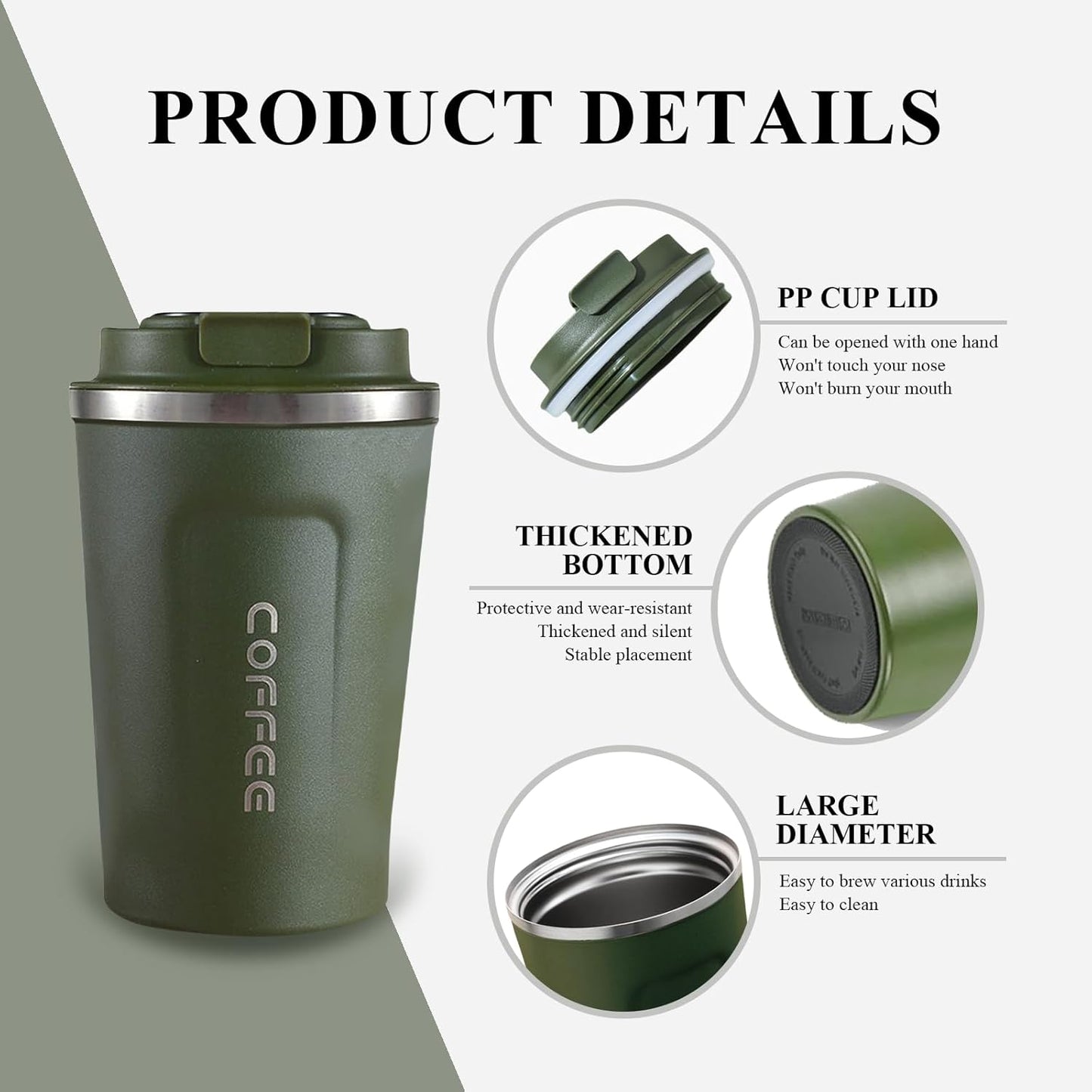 510ML Thermo Coffee Mug with Hermetic Temperature (SA2510-074)Olive Tumbler Apricot