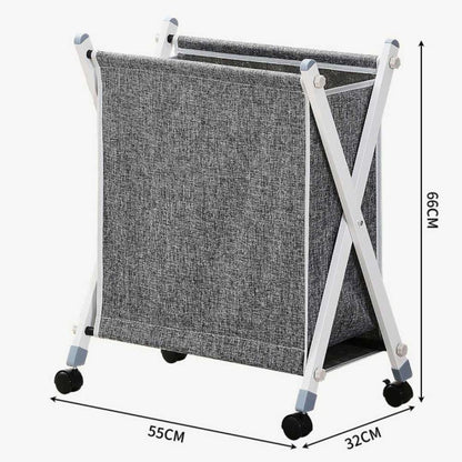 Folded Laundry Basket with Wheel (SA2510-105)Grey Apricot