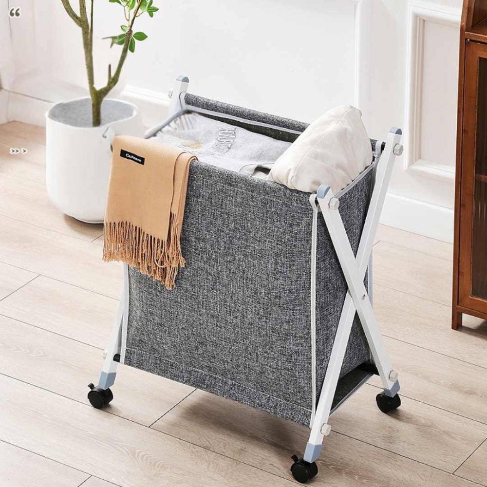 Folded Laundry Basket with Wheel (SA2510-105)Grey Apricot