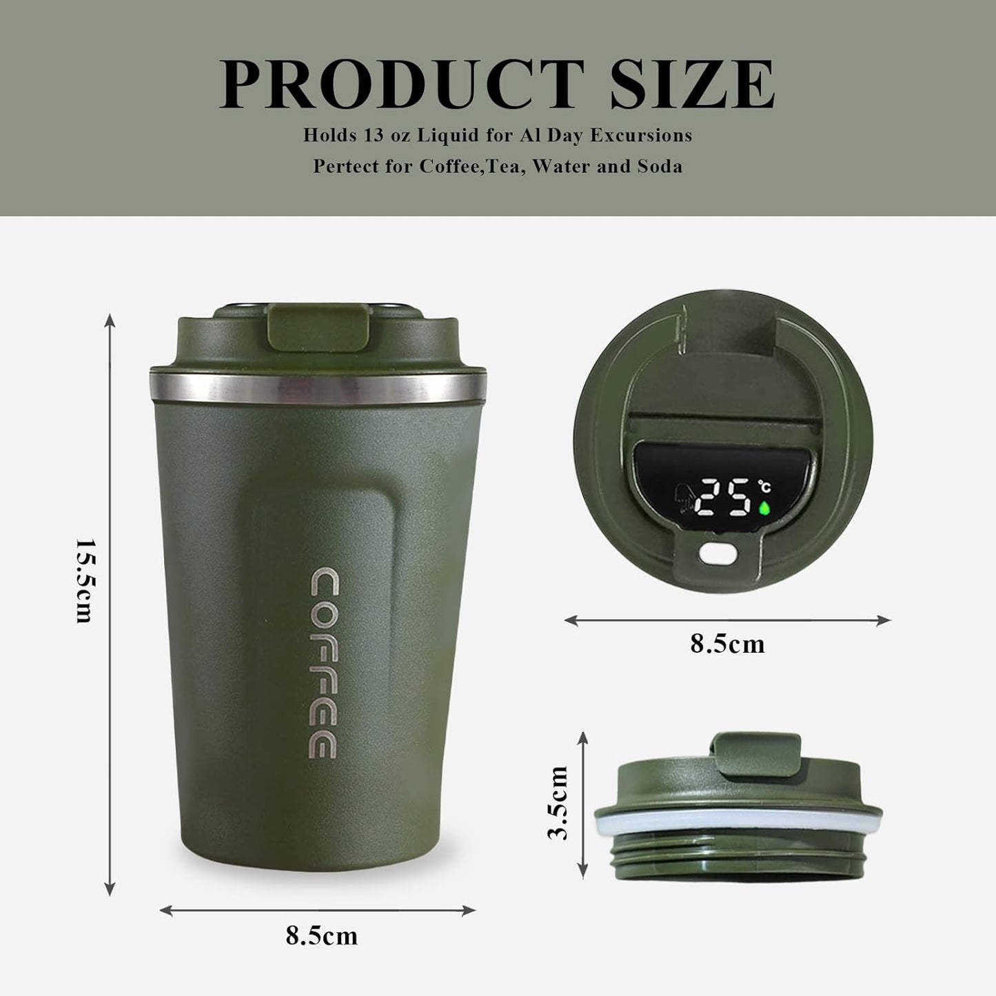 510ML Thermo Coffee Mug with Hermetic Temperature (SA2510-074)Olive Tumbler Apricot