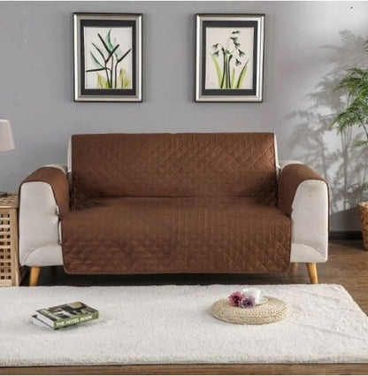 Quilted Sofa Cover- Chocolate Brown Sofa Cover Apricot
