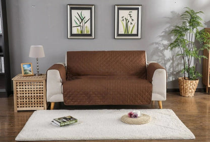 Quilted Sofa Cover- Chocolate Brown Sofa Cover Apricot