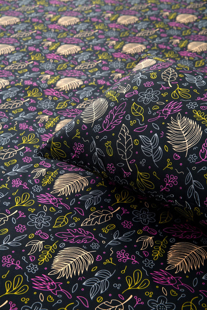 2Pcs Single Bed Sheet-Black Lilly