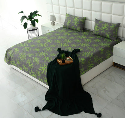 3 PCs Double Bed Sheet-Carnation BED SHEET Apricot