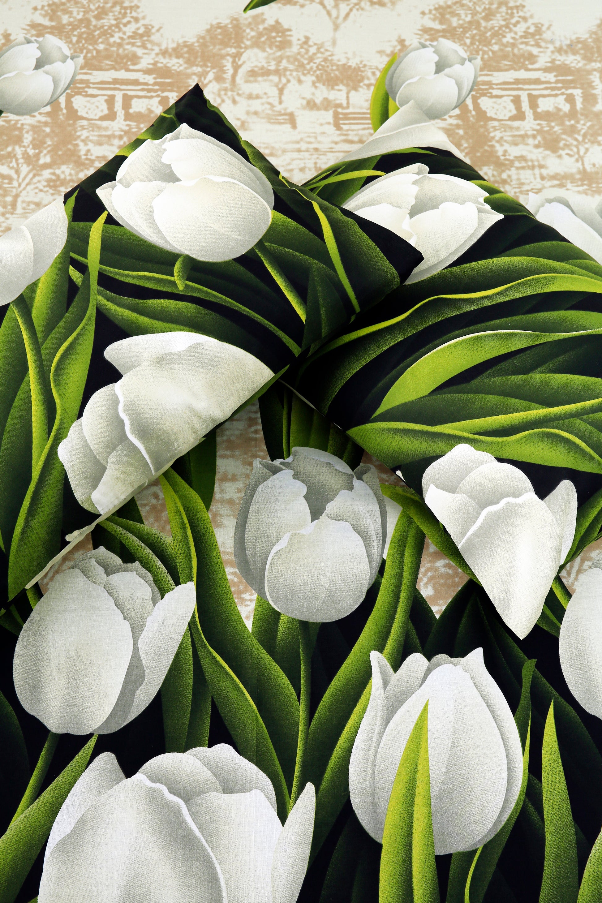 3 PCs Bed Sheet-tulip green BED SHEET Apricot
