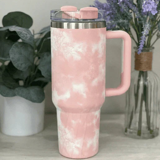 Stanley Quencher H2.0 FlowState™ Tumbler 40 OZ-1200ML-Marble Pattern(PINK) Tumbler Apricot