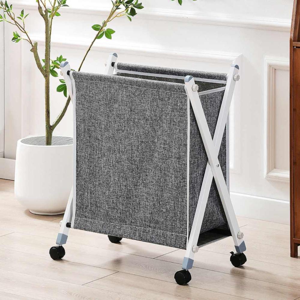 Folded Laundry Basket with Wheel (SA2510-105)Grey Apricot