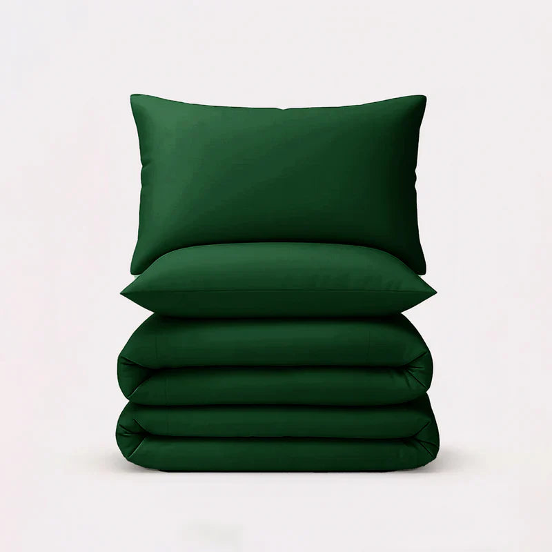 Solid Duvet Cover-Emerald Green Bed Sheets Apricot