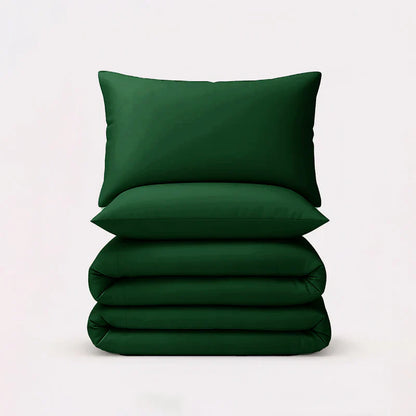 Solid Duvet Cover-Emerald Green Bed Sheets Apricot