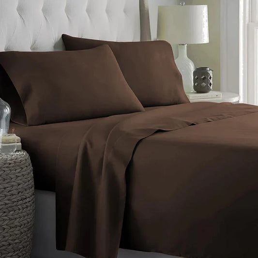 2Pcs Dyed Single Bed Sheet-Brown single bed sheet Apricot