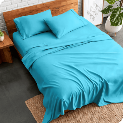 3 PCs Double Bed Sheet Dyed-Turquoise BED SHEET Apricot