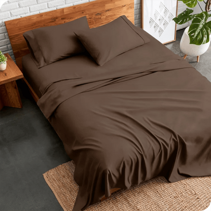3 PCs Double Bed Sheet Dyed-Brown BED SHEET Apricot