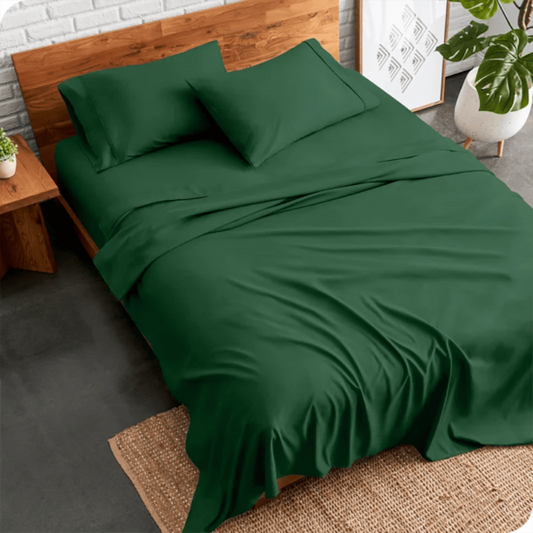 3 PCs Double Bed Sheet Dyed- Olive BED SHEET Apricot