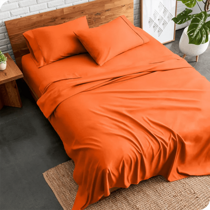 3 PCs Double Bed Sheet Dyed-Slush BED SHEET Apricot