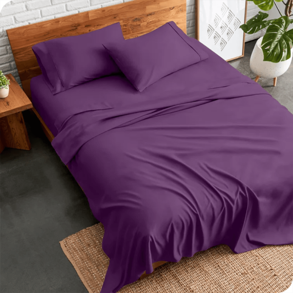 3 PCs Double Bed Sheet Dyed-Purple BED SHEET Apricot