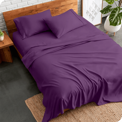 3 PCs Double Bed Sheet Dyed-Purple BED SHEET Apricot