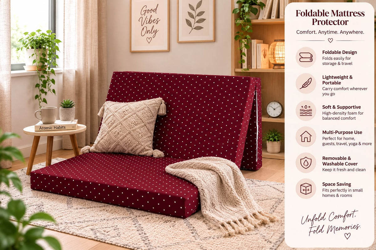Foldable Mattress Mattress-Plum Polka Protectors Apricot