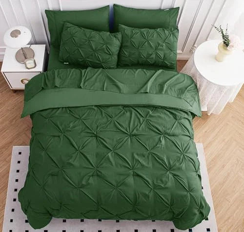 Solid Pintuck Duvet Cover Set-Olive Bed Sheets Apricot