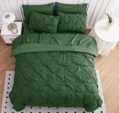 Solid Pintuck Duvet Cover Set-Olive Bed Sheets Apricot