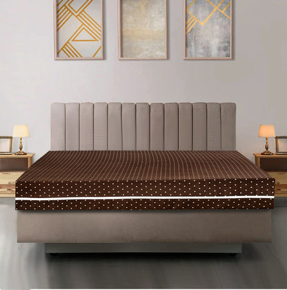 Zipper Mattress Cover Printed- Brown Polka