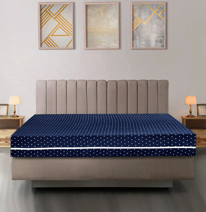 Zipper Mattress Cover Printed- Navy Polka